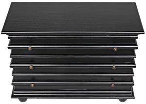 Noir Ascona Small Chest - Handcrafted Mahogany Storage with Classic Charm and Elegant Brass Pulls Hand Rubbed Black GDRE137HB