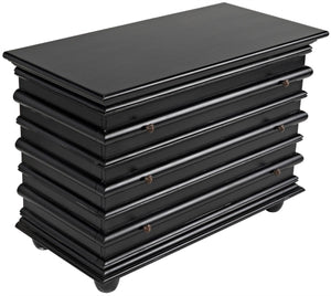 Noir Ascona Small Chest - Handcrafted Mahogany Storage with Classic Charm and Elegant Brass Pulls Hand Rubbed Black GDRE137HB