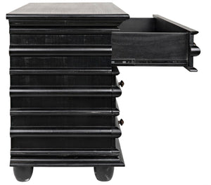 Noir Ascona Small Chest - Handcrafted Mahogany Storage with Classic Charm and Elegant Brass Pulls Hand Rubbed Black GDRE137HB