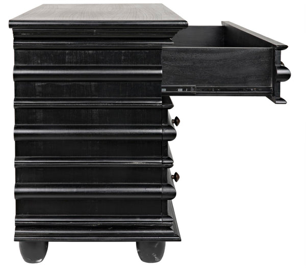 Noir Ascona Small Chest - Handcrafted Mahogany Storage with Classic Charm and Elegant Brass Pulls Hand Rubbed Black GDRE137HB