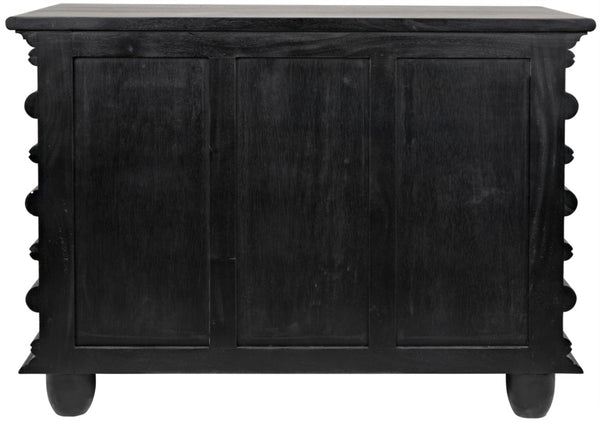 Noir Ascona Small Chest - Handcrafted Mahogany Storage with Classic Charm and Elegant Brass Pulls Hand Rubbed Black GDRE137HB