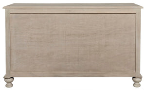Noir Curved 3 Drawer Chest in Vintage Gray - Handcrafted Solid Elm with Elegant Metal Accents & Storage GDRE146VGR