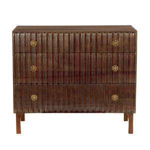 Daryl Mahogany Dresser with Ribbed Fronts Brass Pulls and Hand Rubbed Artisan Finish