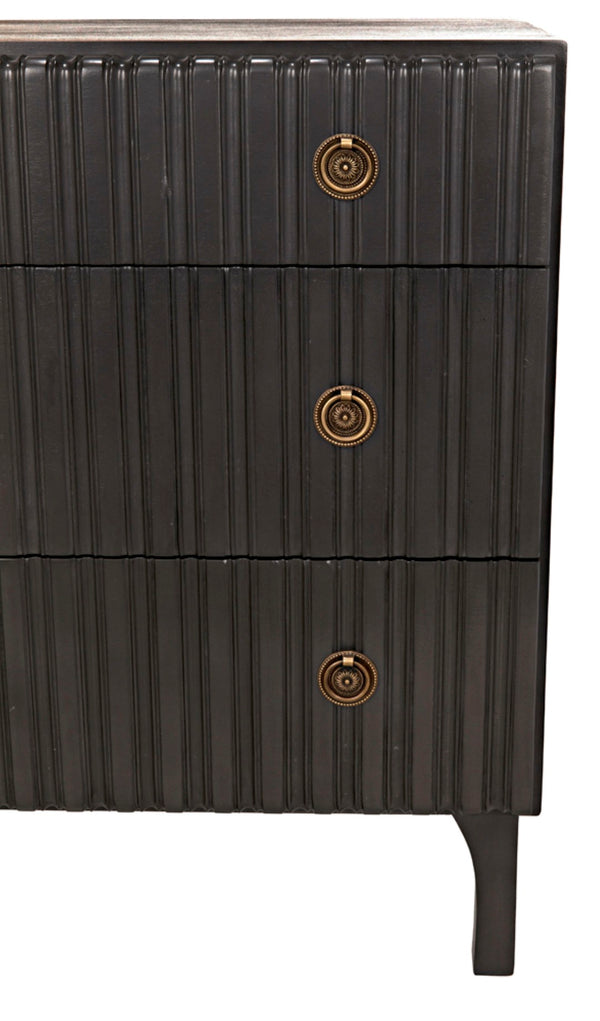 Noir Daryl Dresser: Solid Mahogany with Ribbed Design for a Contemporary Rustic Industrial Touch Pale GDRE164P