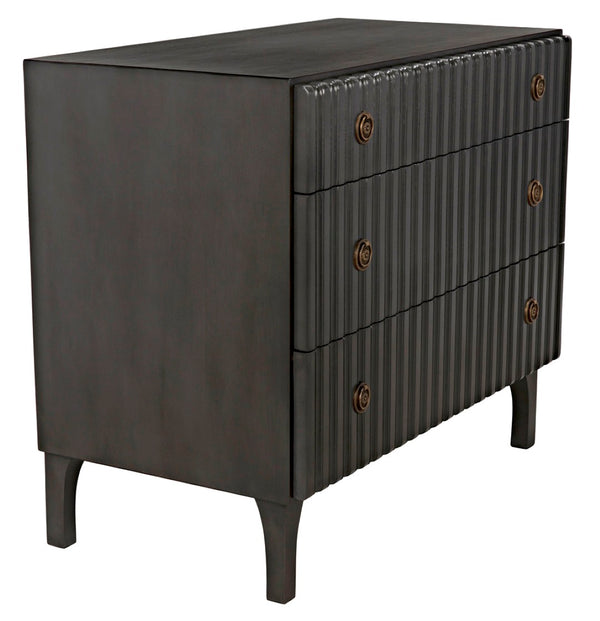 Noir Daryl Dresser: Solid Mahogany with Ribbed Design for a Contemporary Rustic Industrial Touch Pale GDRE164P