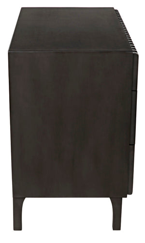 Noir Daryl Dresser: Solid Mahogany with Ribbed Design for a Contemporary Rustic Industrial Touch Pale GDRE164P