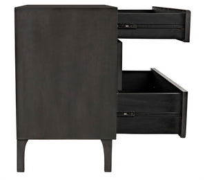 Noir Daryl Dresser: Solid Mahogany with Ribbed Design for a Contemporary Rustic Industrial Touch Pale GDRE164P