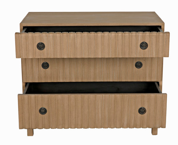 Noir Daryl Dresser: Solid Mahogany with Ribbed Design for a Contemporary Rustic Industrial Touch Weathered GDRE164WEA