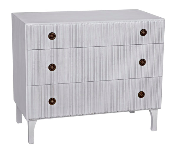 Noir Daryl Dresser: Solid Mahogany with Ribbed Design for a Contemporary Rustic Industrial Touch White Wash GDRE164WH