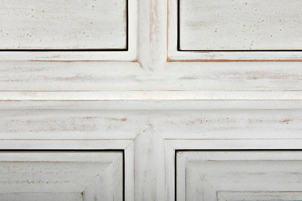 Noir Daryl Dresser: Solid Mahogany with Ribbed Design for a Contemporary Rustic Industrial Touch White Wash GDRE164WH