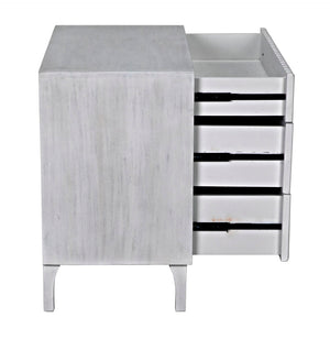 Noir Daryl Dresser: Solid Mahogany with Ribbed Design for a Contemporary Rustic Industrial Touch White Wash GDRE164WH