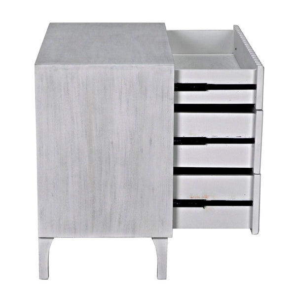 Noir Daryl Dresser: Solid Mahogany with Ribbed Design for a Contemporary Rustic Industrial Touch White Wash GDRE164WH