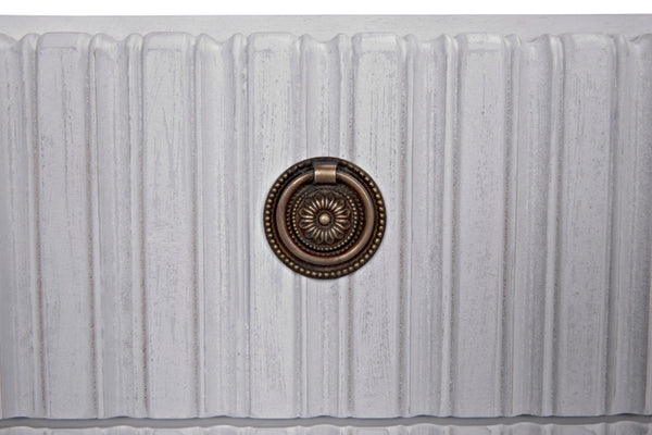 Noir Daryl Dresser: Solid Mahogany with Ribbed Design for a Contemporary Rustic Industrial Touch White Wash GDRE164WH