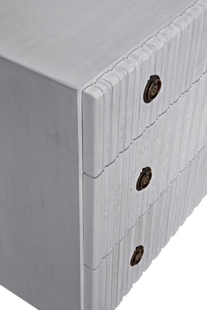 Noir Daryl Dresser: Solid Mahogany with Ribbed Design for a Contemporary Rustic Industrial Touch White Wash GDRE164WH
