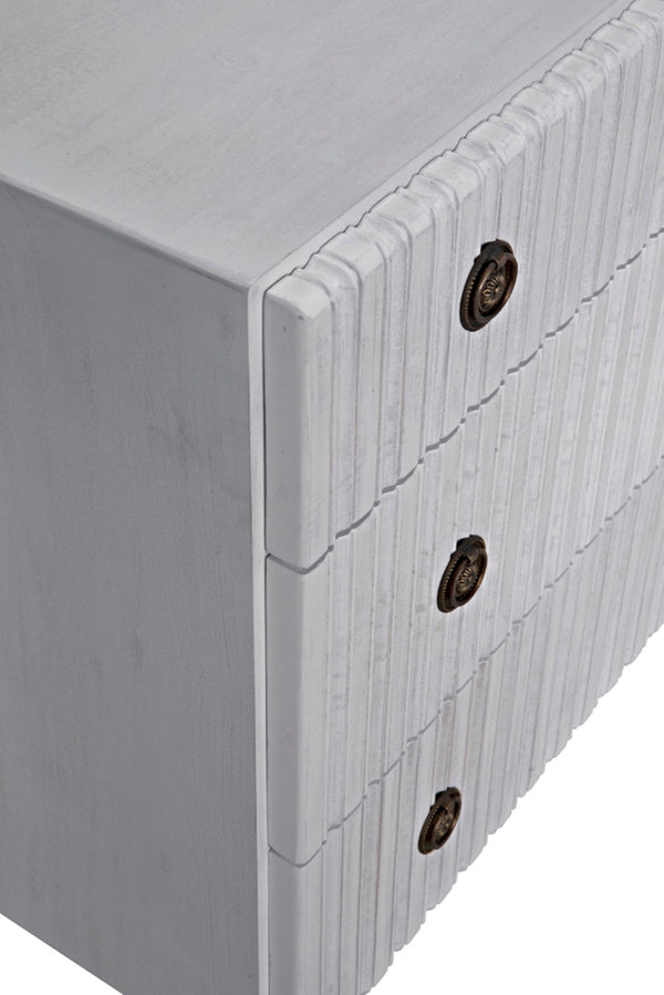 Noir Daryl Dresser: Solid Mahogany with Ribbed Design for a Contemporary Rustic Industrial Touch White Wash GDRE164WH
