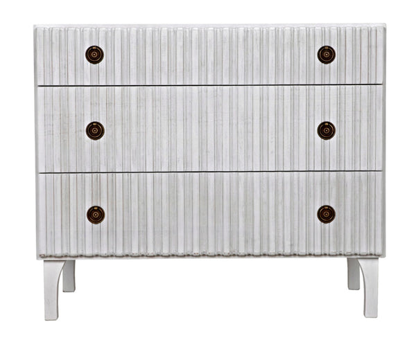 Noir Daryl Dresser: Solid Mahogany with Ribbed Design for a Contemporary Rustic Industrial Touch White Wash GDRE164WH