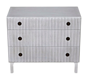Noir Daryl Dresser: Solid Mahogany with Ribbed Design for a Contemporary Rustic Industrial Touch White Wash GDRE164WH