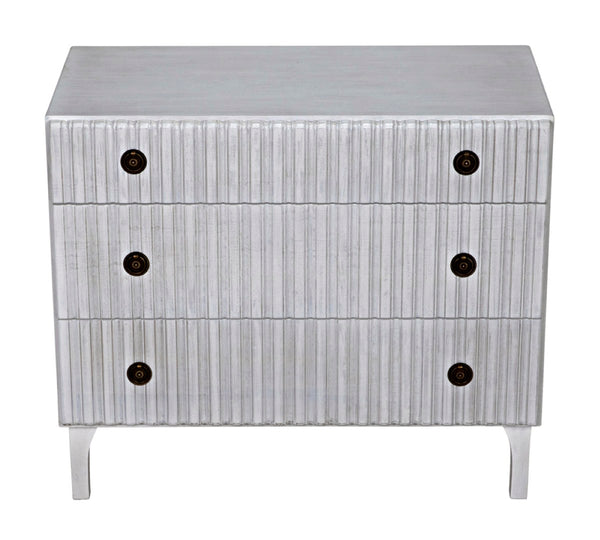 Noir Daryl Dresser: Solid Mahogany with Ribbed Design for a Contemporary Rustic Industrial Touch White Wash GDRE164WH