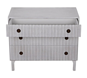 Noir Daryl Dresser: Solid Mahogany with Ribbed Design for a Contemporary Rustic Industrial Touch White Wash GDRE164WH