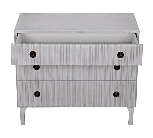 Noir Daryl Dresser: Solid Mahogany with Ribbed Design for a Contemporary Rustic Industrial Touch White Wash GDRE164WH