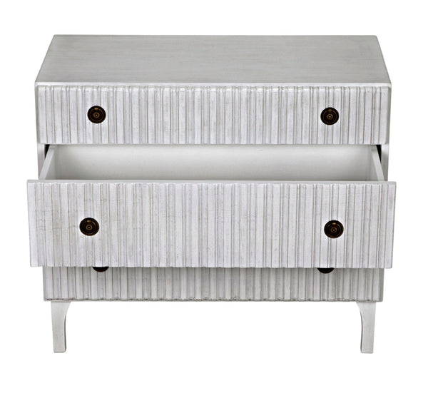 Noir Daryl Dresser: Solid Mahogany with Ribbed Design for a Contemporary Rustic Industrial Touch White Wash GDRE164WH