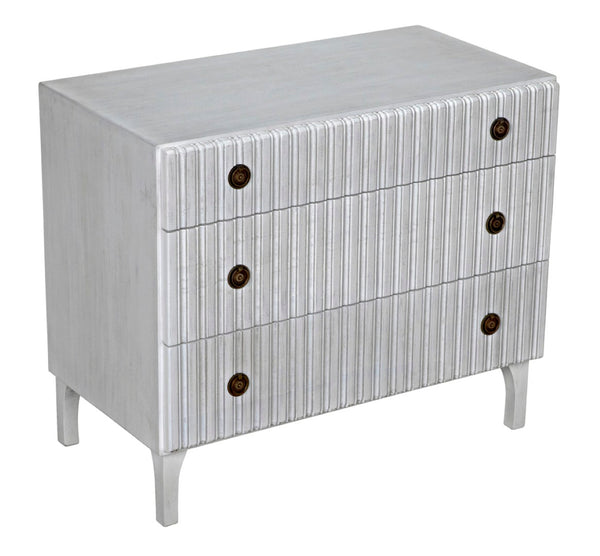 Noir Daryl Dresser: Solid Mahogany with Ribbed Design for a Contemporary Rustic Industrial Touch White Wash GDRE164WH