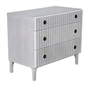 Noir Daryl Dresser: Solid Mahogany with Ribbed Design for a Contemporary Rustic Industrial Touch White Wash GDRE164WH