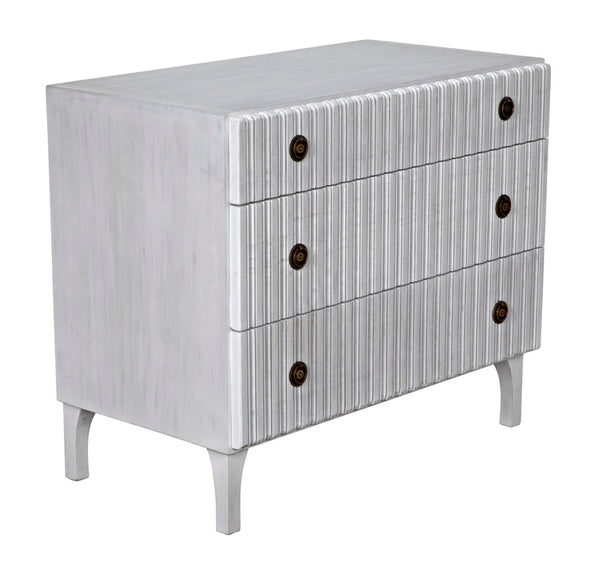 Noir Daryl Dresser: Solid Mahogany with Ribbed Design for a Contemporary Rustic Industrial Touch White Wash GDRE164WH