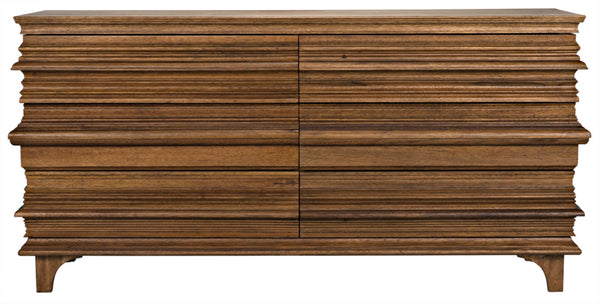 Noir Bernard 6-Drawer Dresser in Dark Walnut - Sculptural Design with Ample Storage for Any Room GDRE168-2DW