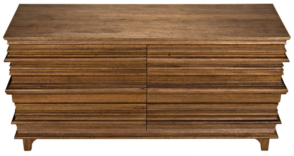 Noir Bernard 6-Drawer Dresser in Dark Walnut - Sculptural Design with Ample Storage for Any Room GDRE168-2DW