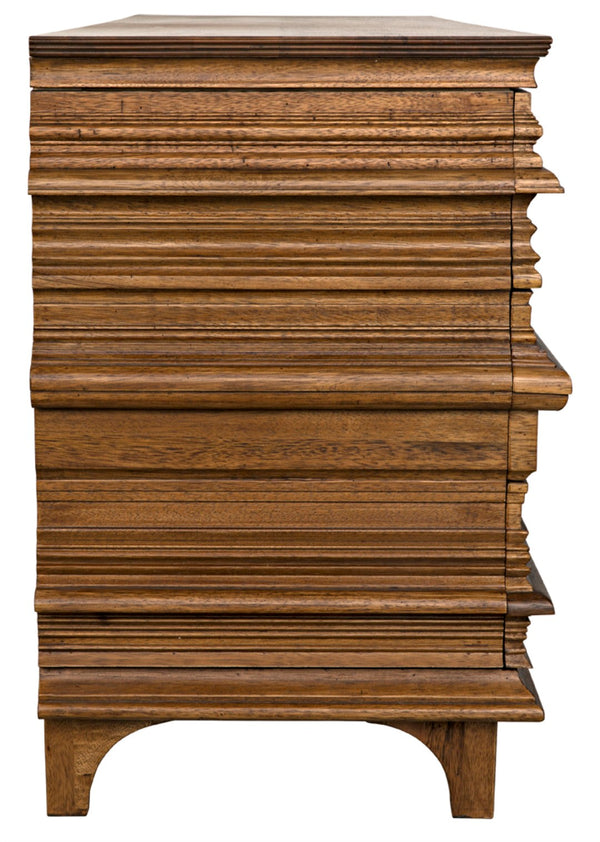 Noir Bernard 6-Drawer Dresser in Dark Walnut - Sculptural Design with Ample Storage for Any Room GDRE168-2DW