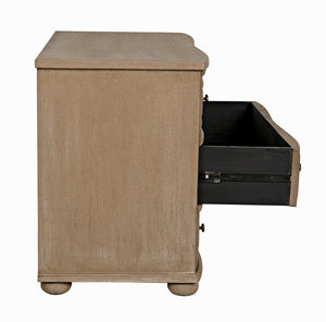 Lauren Solid Mahogany Dresser with Weathered Wash Finish and Brass Pulls for Bedroom