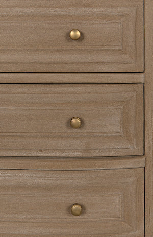 Lauren Solid Mahogany Dresser with Weathered Wash Finish and Brass Pulls for Bedroom
