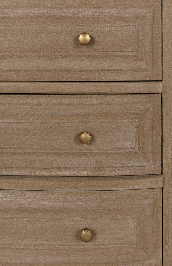 Lauren Solid Mahogany Dresser with Weathered Wash Finish and Brass Pulls for Bedroom