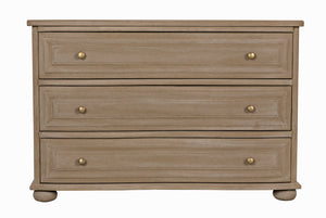 Lauren Solid Mahogany Dresser with Weathered Wash Finish and Brass Pulls for Bedroom
