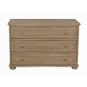 Lauren Solid Mahogany Dresser with Weathered Wash Finish and Brass Pulls for Bedroom