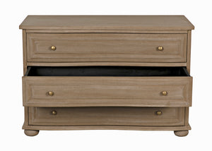 Lauren Solid Mahogany Dresser with Weathered Wash Finish and Brass Pulls for Bedroom