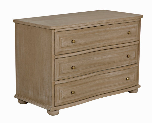 Lauren Solid Mahogany Dresser with Weathered Wash Finish and Brass Pulls for Bedroom