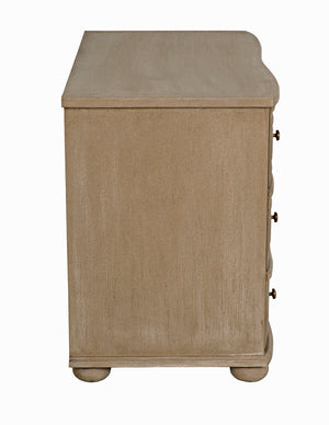Lauren Solid Mahogany Dresser with Weathered Wash Finish and Brass Pulls for Bedroom