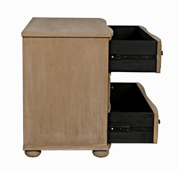 Lauren Solid Mahogany Dresser with Weathered Wash Finish and Brass Pulls for Bedroom