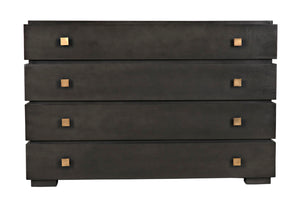 Noir Hofman Dresser - Handcrafted Solid Mahogany with Modern Design, Brass Pulls & Ample Storage Space Pale GDRE175P