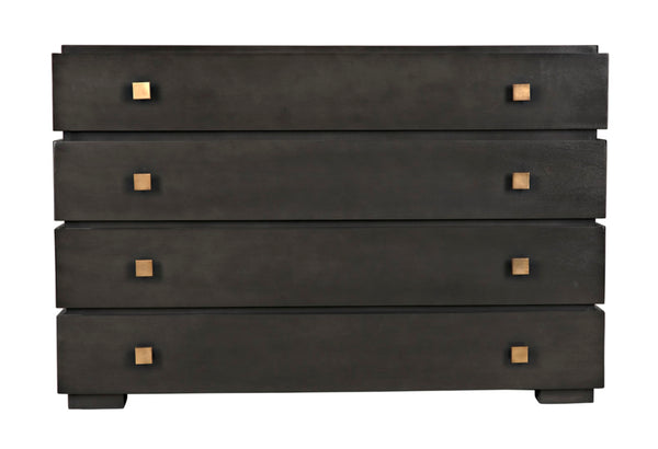 Noir Hofman Dresser - Handcrafted Solid Mahogany with Modern Design, Brass Pulls & Ample Storage Space Pale GDRE175P