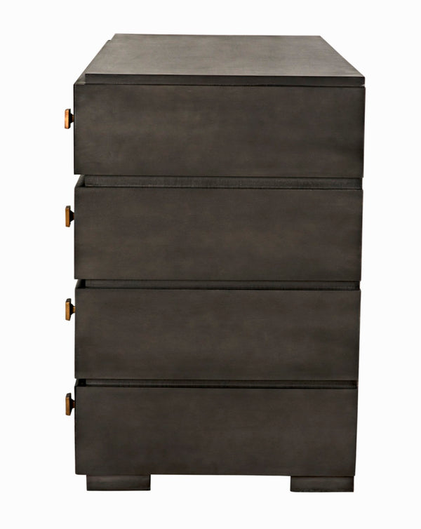 Noir Hofman Dresser - Handcrafted Solid Mahogany with Modern Design, Brass Pulls & Ample Storage Space Pale GDRE175P