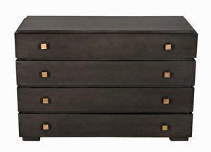 Noir Hofman Dresser - Handcrafted Solid Mahogany with Modern Design, Brass Pulls & Ample Storage Space Pale GDRE175P