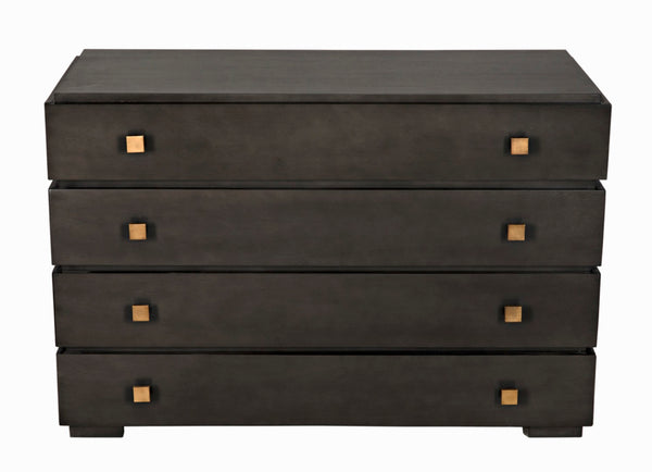 Noir Hofman Dresser - Handcrafted Solid Mahogany with Modern Design, Brass Pulls & Ample Storage Space Pale GDRE175P