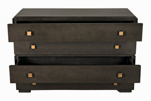 Noir Hofman Dresser - Handcrafted Solid Mahogany with Modern Design, Brass Pulls & Ample Storage Space Pale GDRE175P