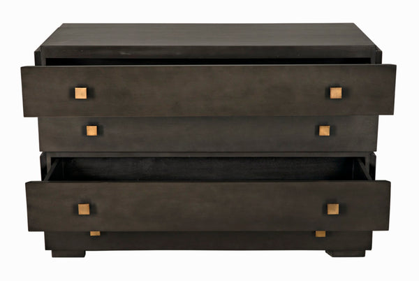 Noir Hofman Dresser - Handcrafted Solid Mahogany with Modern Design, Brass Pulls & Ample Storage Space Pale GDRE175P