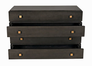 Noir Hofman Dresser - Handcrafted Solid Mahogany with Modern Design, Brass Pulls & Ample Storage Space Pale GDRE175P