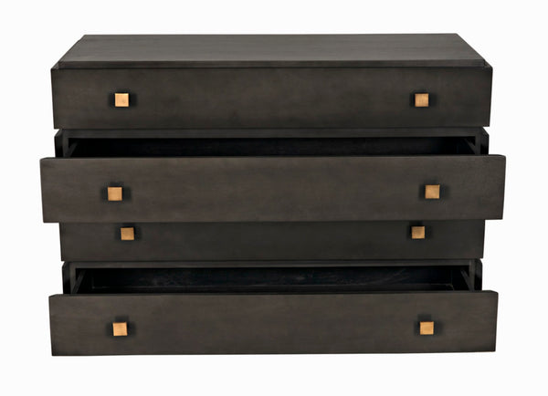 Noir Hofman Dresser - Handcrafted Solid Mahogany with Modern Design, Brass Pulls & Ample Storage Space Pale GDRE175P