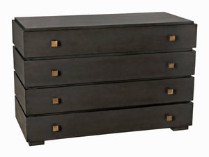 Noir Hofman Dresser - Handcrafted Solid Mahogany with Modern Design, Brass Pulls & Ample Storage Space Pale GDRE175P